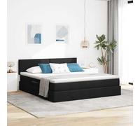 Teenpull Cama somier Base canapé elevable con colchón 160 x 200 cm Negro, cabecero Ajustable, Luces LED USB, almacenaje bajo Cama, Estructura de Tela para Dormitorio Moderno