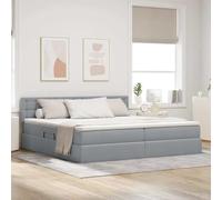 Teenpull Cama somier Base canapé elevable con colchón, cabecero Ajustable, luz LED USB, almacenaje bajo Cama, Gris Claro, 200 x 200 cm, Estructura de Madera para Dormitorio Adulto