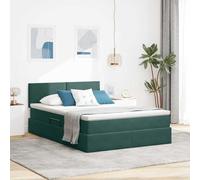Teenpull Cama somier Base canapé elevable tapizado Verde Oscuro con colchón 140 x 200 cm, cabecero Ajustable, Tiras LED USB y almacenaje bajo Cama para Dormitorio