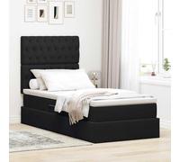 Teenpull Cama somier Base lecho canapé abatible tapizado Negro con colchón 100 x 200 cm, cabecero Ajustable, LED USB, almacenaje bajo Cama, Descanso para Dormitorio Interior