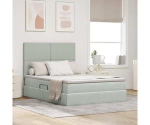Teenpull Cama somier Base lecho canapé Cama elevable tapizado Gris Claro 140 x 200 cm con colchón, cabecero Ajustable, LED USB, almacenaje bajo Cama, Montaje para Dormitorio y Ahorro Espacio