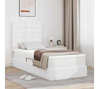 Teenpull Cama somier Base lecho canapé con cabecero, Estructura de Metal, colchón y almacenaje elevable abatible, LED RGB USB, tapizado en Cuero sintético Puro, 90 x 190 cm para Dormitorio Juvenil