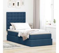 Teenpull Cama somier Base lecho canapé elevable con cabecero Ajustable, Estructura de Madera Azul 90 x 190 cm, colchón Medio, almacenaje bajo Cama, luz LED USB, para Dormitorio Interior