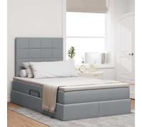 Teenpull Cama somier Base lecho canapé elevable con cabecero Ajustable, Estructura de Madera Gris Claro, colchón Medio 120 x 190 cm, LED USB, almacenaje bajo Cama para Dormitorio