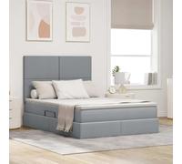 Teenpull Cama somier Base lecho canapé elevable con cabecero Ajustable, Estructura de Madera Gris Claro 140 x 190 cm, colchón firmeza Media, almacenaje bajo Cama, LED USB para Dormitorio