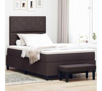 Teenpull Cama somier Base lecho marrón Oscuro 120 x 200 cm tapizado con cabecero Ajustable, Estructura de Madera elaborada, colchón Medio, Descanso en Dormitorio con Ahorro Espacio