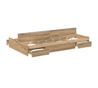 Teenpull Cama somier con almacenaje y cajón Roble Artisan 120 x 200 cm, Estructura de Cama con cabecero y Base de Pino, Plataforma para colchón, Dormitorio Interior Ahorro Espacio