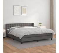 Teenpull Cama somier con Estructura de Base abatible en Cuero sintético Gris 160x200 cm para Dormitorio Juvenil o Adulto con cabecero Ajustable y Soporte de colchón con Plataforma