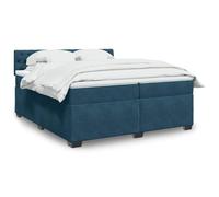 Teenpull Cama somier con Estructura de Plataforma tapizada en Terciopelo Azul Oscuro 200x200 cm con cabecero Ajustable en Altura y colchón de muelles ensacados para Dormitorio Juvenil o Adulto
