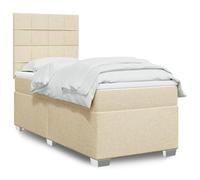 Teenpull Cama somier con Estructura de Plataforma y cabecero Ajustable en Altura para Dormitorio con colchón de muelles ensacados y Cubierta Transpirable Color Crema 200x100 cm