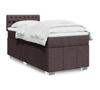 Teenpull Cama somier con Estructura y cabecero tapizado en Tela marrón Oscuro para Dormitorio Juvenil o Adulto con colchón de muelles ensacados de 90x200 cm