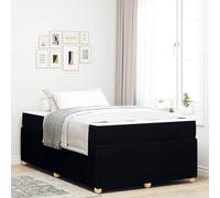 Teenpull Cama somier Negra tapizada 120 x 200 cm con colchón, Estructura de Madera, Base de láminas, Dormitorio Moderno, Descanso para 2, Soporte de 280 kg