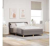 Teenpull Cama somier tapizada taupé con colchón 140 x 200 cm, cabecero Ajustable, Base de Lamas, Estructura de Madera, para Dormitorio, Descanso y huésped