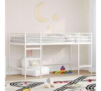 Teenpull Cama tipo loft para niños, color blanco, 79,5 x 200 cm, con cabecero montado en la pared, estructura de metal resistente para habitación infantil, espacio de almacenamiento bajo la cama