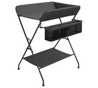 Teenpull Cambiador plegable de hierro antracita con cambiador acolchado y compartimentos laterales de almacenamiento, 80,5 x 67 x 102,5 cm, cambiador lavable para bebés y niños pequeños