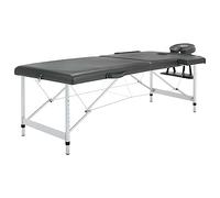 Teenpull Camilla de masaje plegable con estructura de aluminio antracita 186 x 68 cm, altura regulable con reposacabezas y reposabrazos, portátil para spa, fisioterapia, consulta, spa, estudio