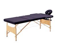 Teenpull Camilla de masaje plegable con estructura de madera, altura regulable en 3 zonas, acolchado morado, portátil con reposacabezas y reposabrazos para consulta, spa, fisioterapia, spa o estudio