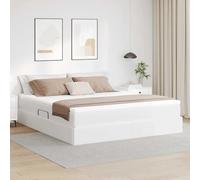 Teenpull Canape Bed with Storage and Mattress 160 x 200 cm Synthetic Leather Metal Frame, upholstered Base, Lift up Storage, slatted Support, Bedroom Space Saving for Adult Home