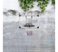 Teenpull Canasta de baloncesto transparente de policarbonato, 90 x 60 x 2,5 cm, con cesta de acero y red de nailon, montaje en pared para entrenamiento en interiores y exteriores, juego y diversión en