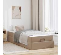 Teenpull Canela PVC Bed Frame with Mattress, Wooden and Metal Fixed slatted Base, Matte Finish, Under-Bed Storage, 203 x 100 x 43.5 cm, Indoor Bedroom for Adults, Guests, Space Saving