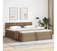 Teenpull Capuchino Bed with Storage and RGB LED, upholstered Synthetic Leather, Metal Frame, Medium Firm Mattress, Hydraulic Lift, Super King 180 x 200 cm, headboard, slatted Base