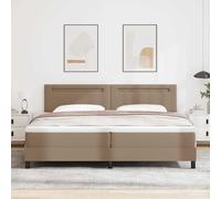 Teenpull Capuchino Box Spring Bed, upholstered Faux Leather, 200 x 200 cm Emperor Mattress, Wooden Frame, slatted Base, Adjustable headboard, LED Lighting, for Modern Bedroom Comfort