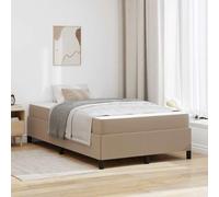 Teenpull Capuchino upholstered Bed Frame with Mattress, 120 x 200 cm, Wooden Slat Base, Breathable Fabric, Medium Firmness Pocket Springs, Bedroom Support for Adult and Guest Rooms