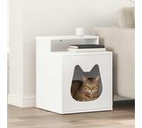 Teenpull Casa para gatos de madera blanca, 42,5 x 40 x 53,5 cm, compacta, estable, para salón interior, compatible con árbol trepador y tonel rascador, ideal para el cuidado de las garras y jugar