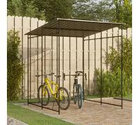 Teenpull Caseta para bicicletas de acero con recubrimiento en polvo, 190 x 190 x 222 cm, color negro, resistente, con techo inclinado para garaje de bicicletas, trastero, taller, patio y balcón
