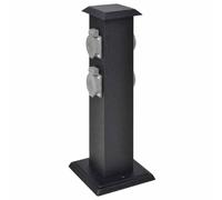 Teenpull Columna de enchufes negra de chapa de hierro con 4 enchufes, IP44, resistente a la intemperie, compacta para jardín, oficina y cocina, enchufe múltiple con carcasa de plástico a prueba de