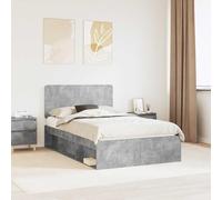 Teenpull Concrete Bed Frame 120 x 190 cm Solid Pine Wood headboard, slatted Base, Modern Platform Bed for Bedroom, Durable Support for Two People, Easy Assembly and Clean Finish