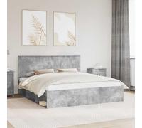 Teenpull Concrete Bed Frame, 180 x 200 cm Super King, Solid Pine headboard, Engineered Wood Structure, slatted Support, Modern Bedroom Platform for Adult and Guest Rooms