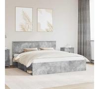Teenpull Concrete Bed Frame, 180 x 200 cm Super King, Solid Pine Wood, slatted Base, headboard, Modern Bedroom Structure, Durable Support for restful Sleep