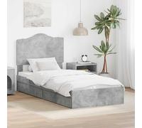 Teenpull Concrete Gray Storage Bed with headboard, 90 x 190 cm Single Frame, Wood Construction, slatted Base, Drawer Storage, Modern Bedroom Space Saver for Home Use