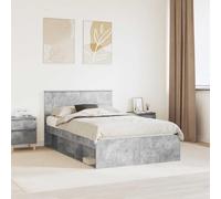 Teenpull Concreto Bed Frame 120 x 200 cm Engineered Wood with headboard, slatted Base, Sturdy Mattress Support for Bedroom, Modern Platform Style, Easy to Clean and Durable