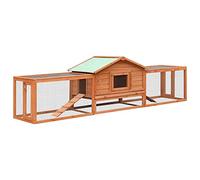 Teenpull Conejera de pino y madera de abeto 310 x 70 x 87 cm, resistente a la intemperie, con rejilla metálica para conejos y cobayas, adecuada para exteriores e interiores