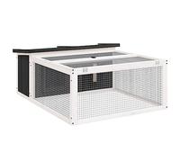 Teenpull Conejera gris de madera maciza de pino 117,5 x 97 x 47,5 cm con techo resistente a la intemperie, espacioso recinto al aire libre y espacio para dormir, versátil para jardín y uso en