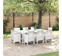 Teenpull Conjunto Comedor jardín Blanco Polipropileno 9 Piezas Mesa Rectangular 200x100x73 cm 8 sillas Resistentes fáciles de Limpiar para terraza Patio Exterior Ocio y reuniones