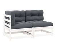 Teenpull Conjunto de 2 piezas de jardín de madera maciza de pino blanco, sofá modular para exteriores, sofá esquinero y zona central con cojín antracita, capacidad de carga de 110 kg por unidad