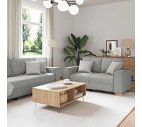 Teenpull Conjunto de sofá de mezcla de lino gris nube, 3 piezas, muebles modernos de salón con marco de madera contrachapada de metal resistente, 220 cm de ancho, duradero para el hogar