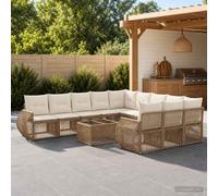 Teenpull Conjunto jardín 12 pcs Mueble Exterior Modular Beige y Blanco Crema con sofá, Mesa, Cojines Desmontables para terraza, Patio, balcón y Porche, Resistente al Clima, Ideal para reunión y Ocio