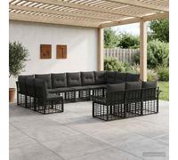 Teenpull Conjunto jardín 13 pcs Mueble Exterior Modular Negro y Gris Oscuro con Cojines Resistentes para terraza, Patio o balcón, Ideal para reunión, Descanso y Ocio en Comedor o Porche
