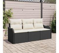 Teenpull Conjunto jardín 3 Piezas sofá Modular ratán sintético Negro con Cojines para terraza Patio balcón Resistente al Clima y fácil Mantenimiento Ideal para Descanso y reuniones al Aire Libre