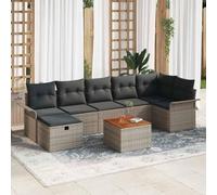 Teenpull Conjunto jardín 8 Piezas Gris ratán sintético Mueble Exterior Modular con sofá rinconera Mesa y Cojines para terraza Patio balcón Descanso y Ocio Resistente Almacenamiento