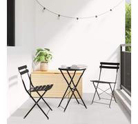 Teenpull Conjunto jardín bistró Plegable 3 pcs Acero Antracita para terraza y Patio con Mesa Redonda y Dos sillas cómodas Resistentes para balcón y Espacio Exterior de Ocio