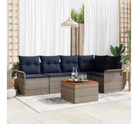 Teenpull Conjunto jardín Modular 6 Piezas Gris ratán sintético para terraza y Patio con sofá rinconera Mesa y Cojines Resistentes al Sol para Ocio y reuniones al Aire Libre