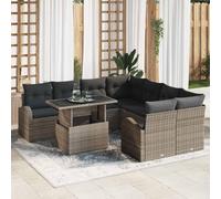 Teenpull Conjunto jardín Modular de ratán sintético Gris con 9 Piezas, sofá rinconera, Mesa Rectangular y Almacenamiento, Muebles para terraza, Patio y balcón, diseño Resistente para Ocio y reuniones