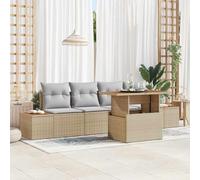 Teenpull Conjunto jardín Mueble Exterior 5 Piezas Beige poliratán Modular con Almacenamiento Resistente para terraza Patio balcón Comedor Ocio Relax reuniones