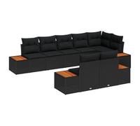 Teenpull Conjunto jardín Mueble Exterior terraza Patio 8 pcs sofá Modular Negro con Cojines Resistentes al Sol y Bolsa para Descanso y reunión al Aire Libre