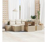 Teenpull Conjunto Jardin Mueble Exterior terraza Patio Comedor Sofa rinconera Beige poliratán Modular con Mesa y Cojines para Descanso y almacenaje Resistente